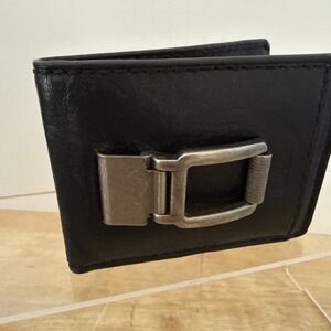 Fossil Men's Black Leather Wallet with Money Clip Bi Fold Card Slots ID Window